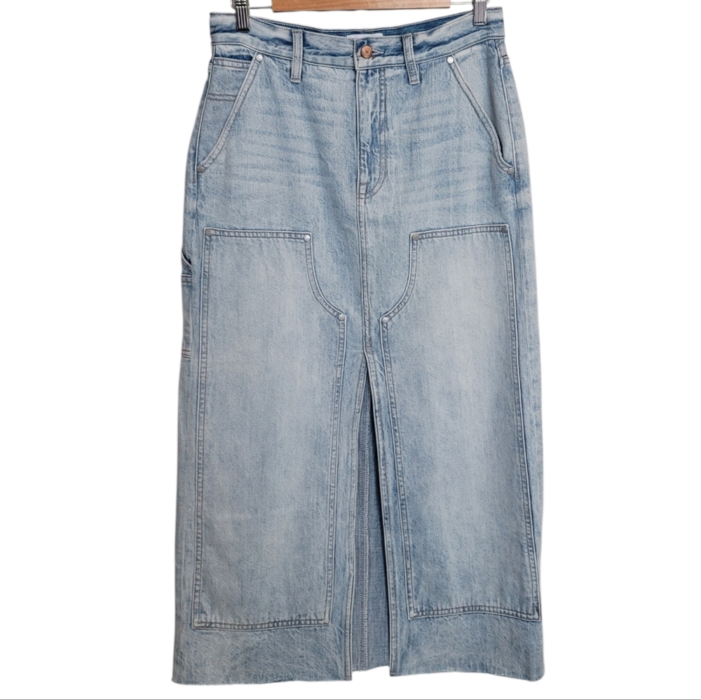 Pistola Alice Denim High Rise Split Front Midi Skirt in Coastal - Size 28 - Picture 5 of 13